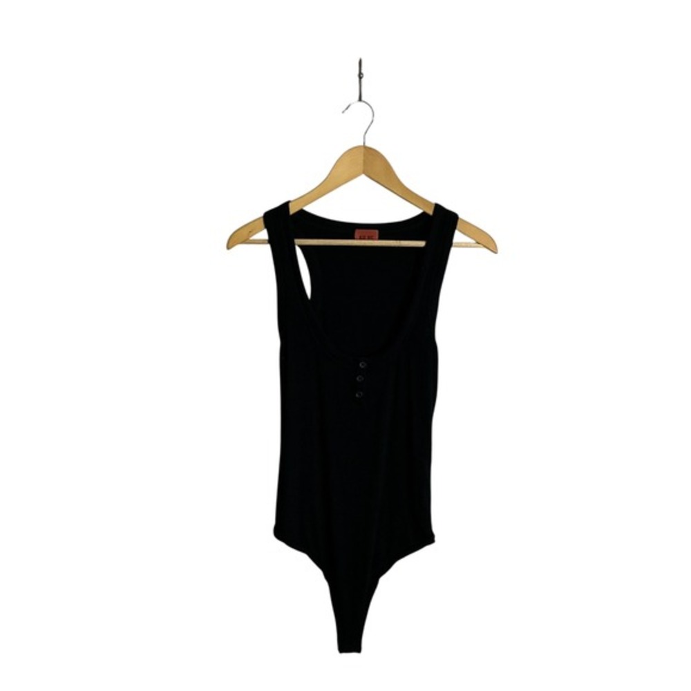 Alix NYC XS Black Ribbed Henley Tank Bodysuit Layering